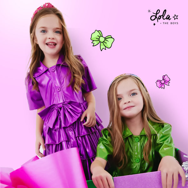 lola and the boys christmas tree dress Lola And The Boys | Dresses | Lola The Boys Iridescent Emerald Bow Dress Hot Pink Sz 8t