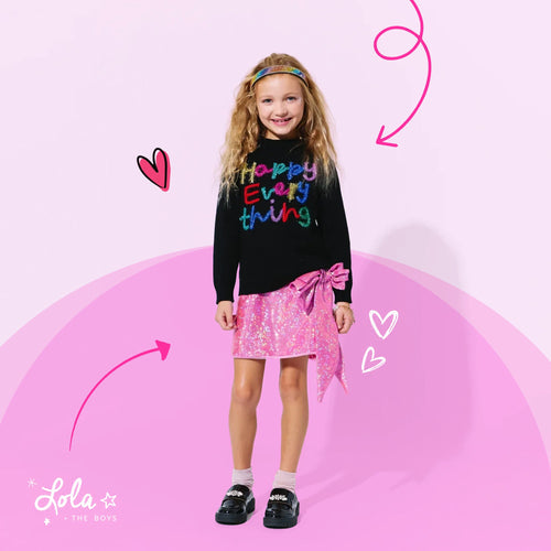 Kid-approved outfit featuring a pink color skirt for kids