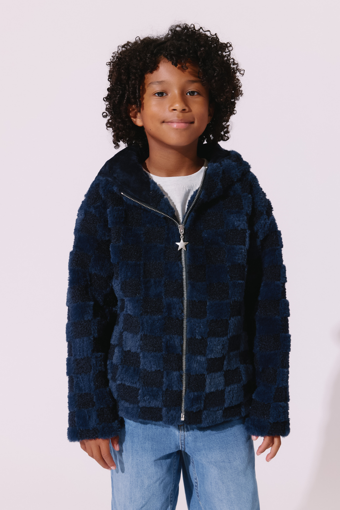 Fuzzy Checkered Jacket