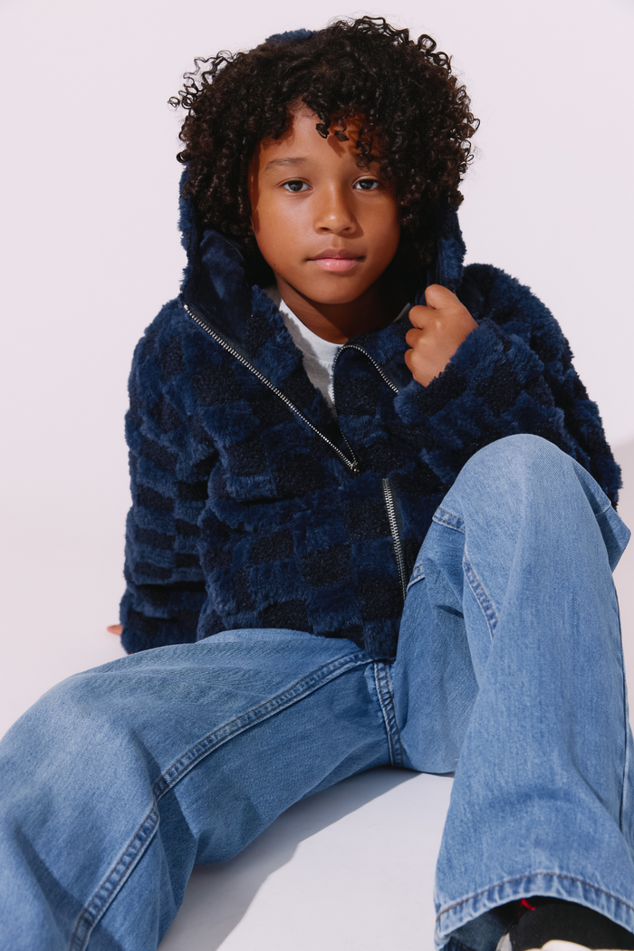 Fuzzy Checkered Jacket