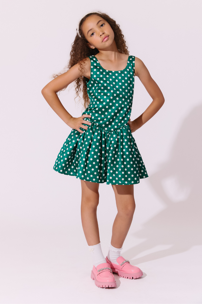 Green Polka Dot Flare Dress