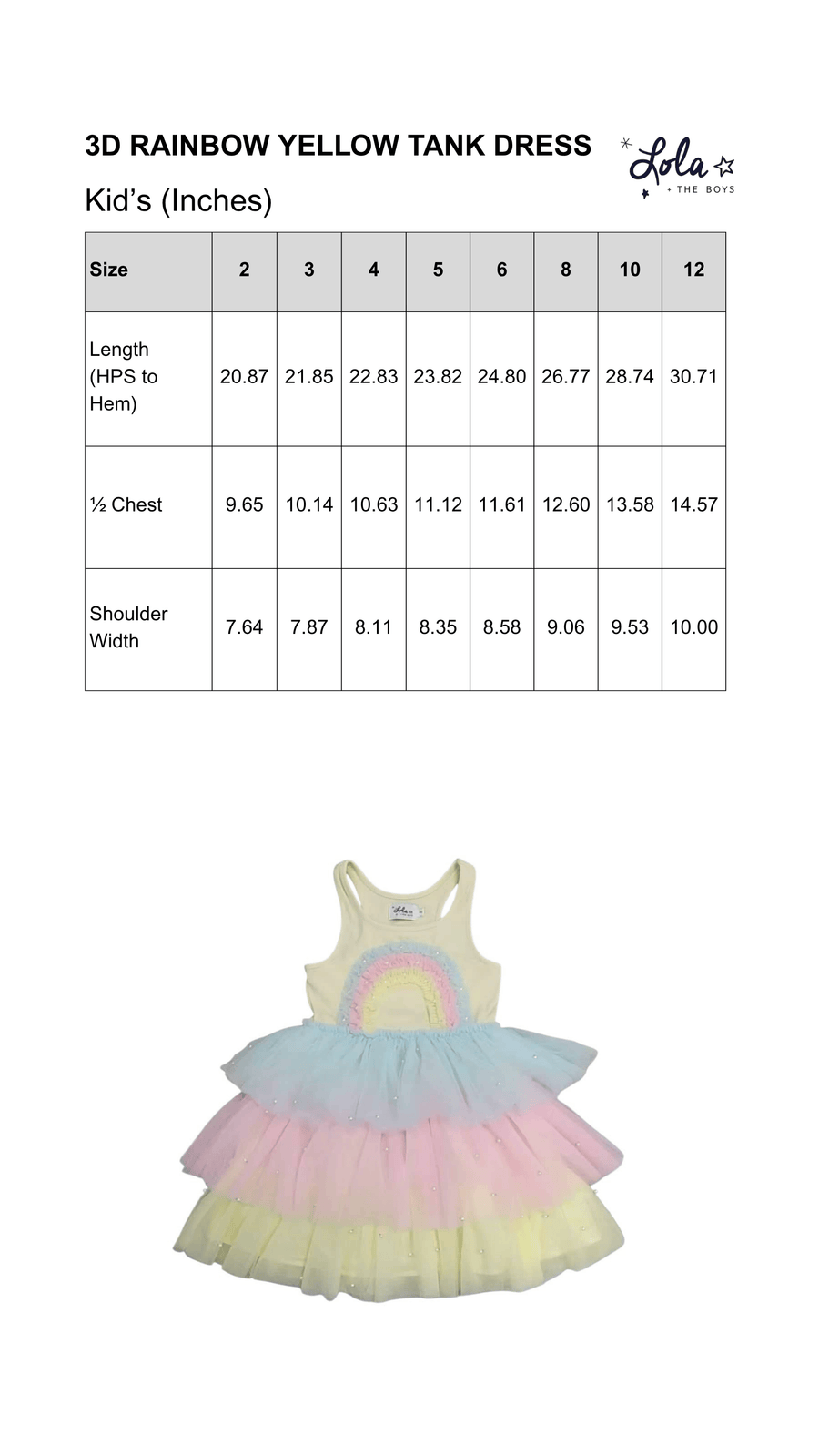Size Chart Mobile