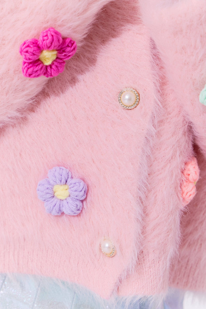 Lola + The Boys 3D Rainbow Daisy Cardigan