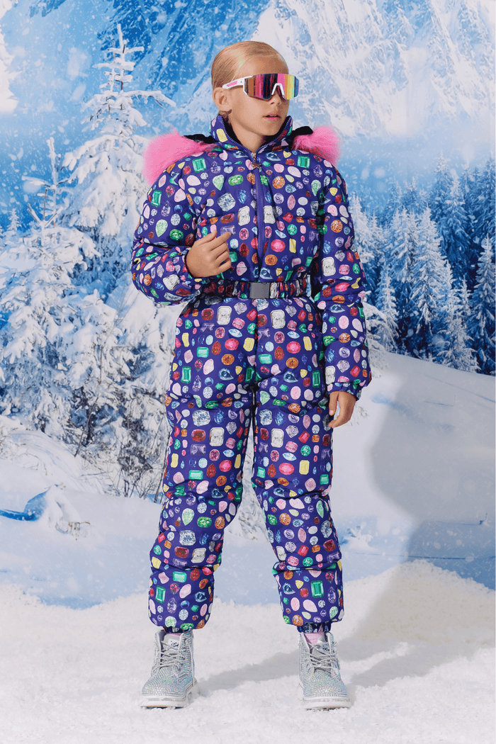 Lola + The Boys Outerwear Purple Bejeweled Snowsuit