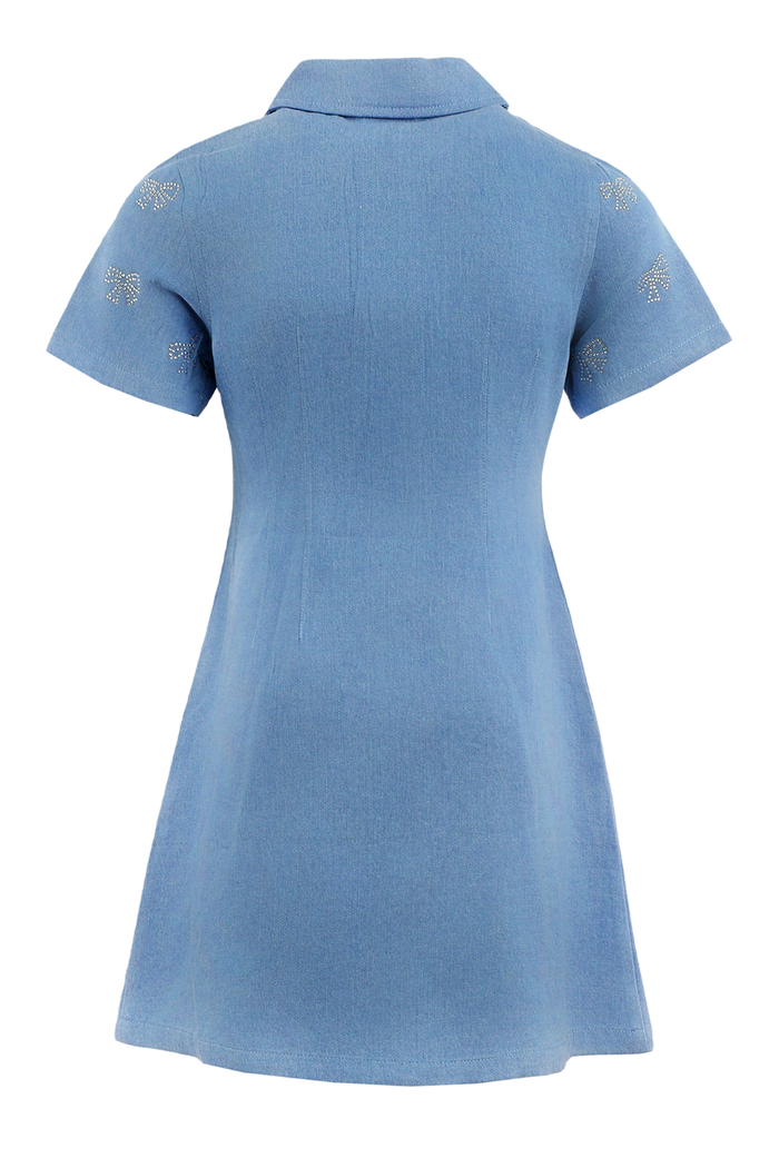 Shimmer Bows Denim Dress