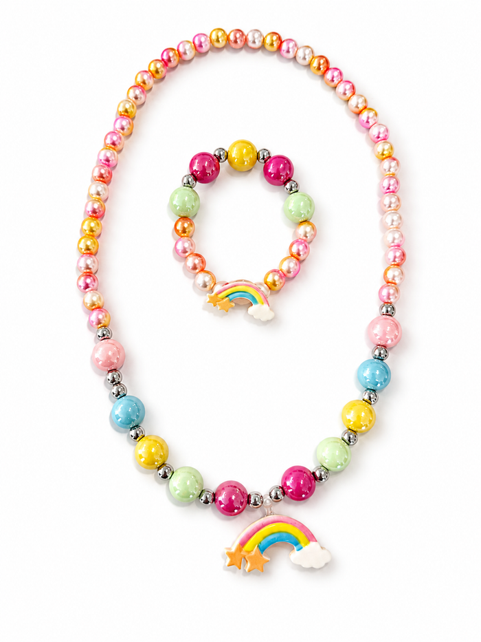 Rainbow Vibes Beaded Bracelet and Necklace Set