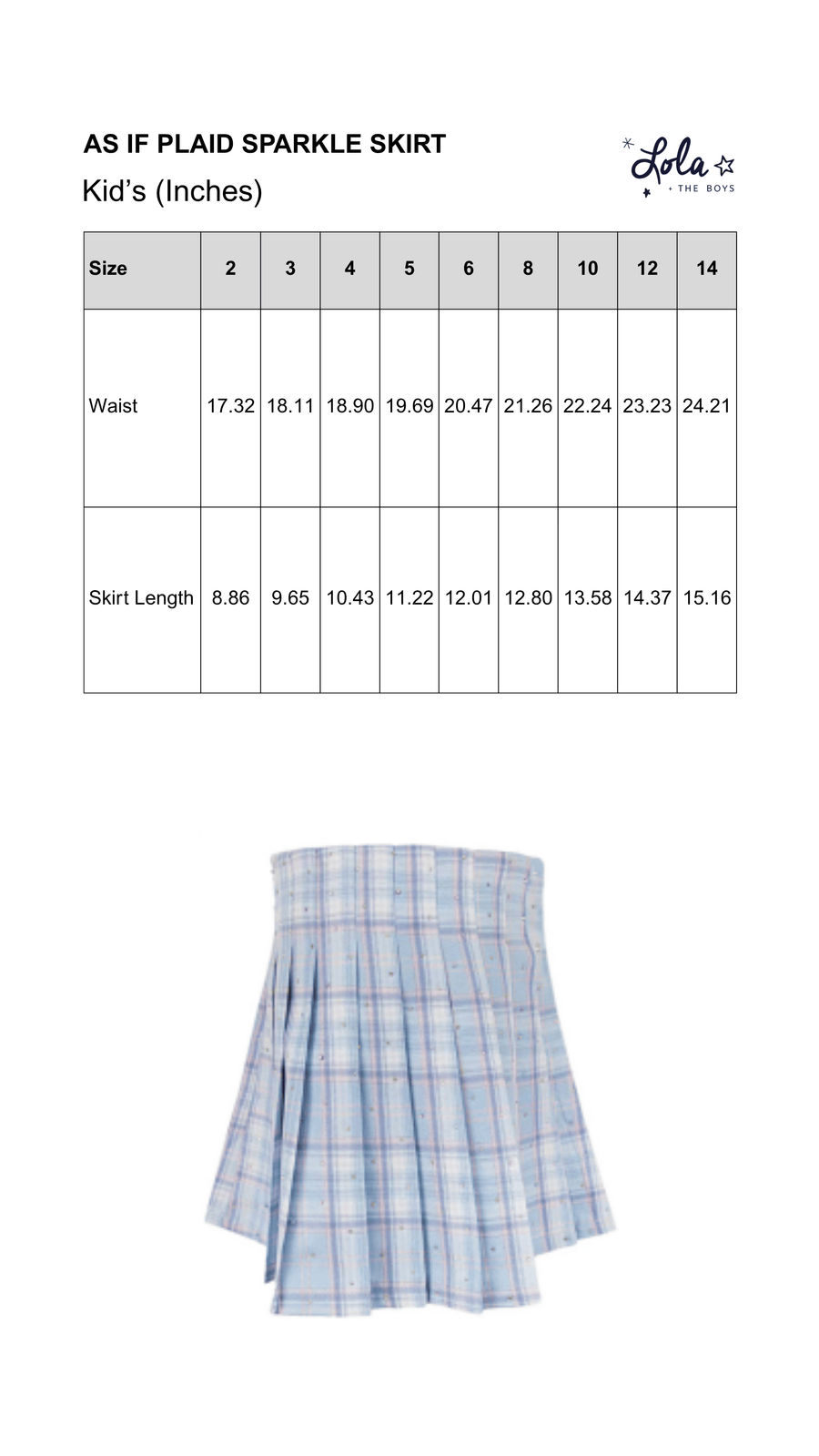 Size Chart Mobile