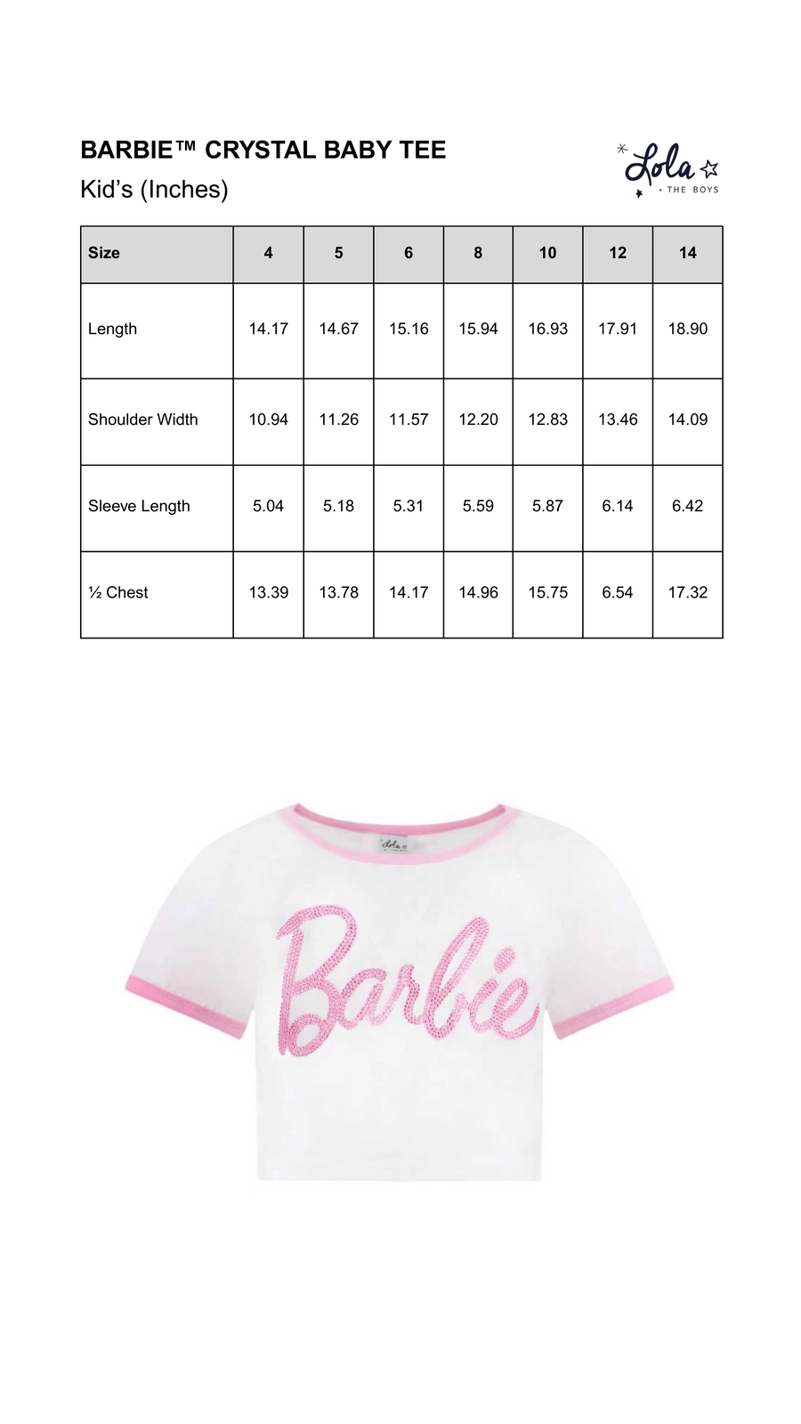Size Chart Mobile