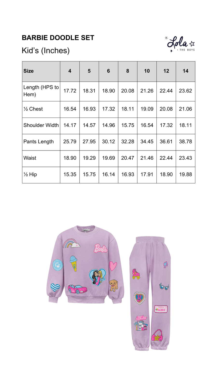 Size Chart Mobile