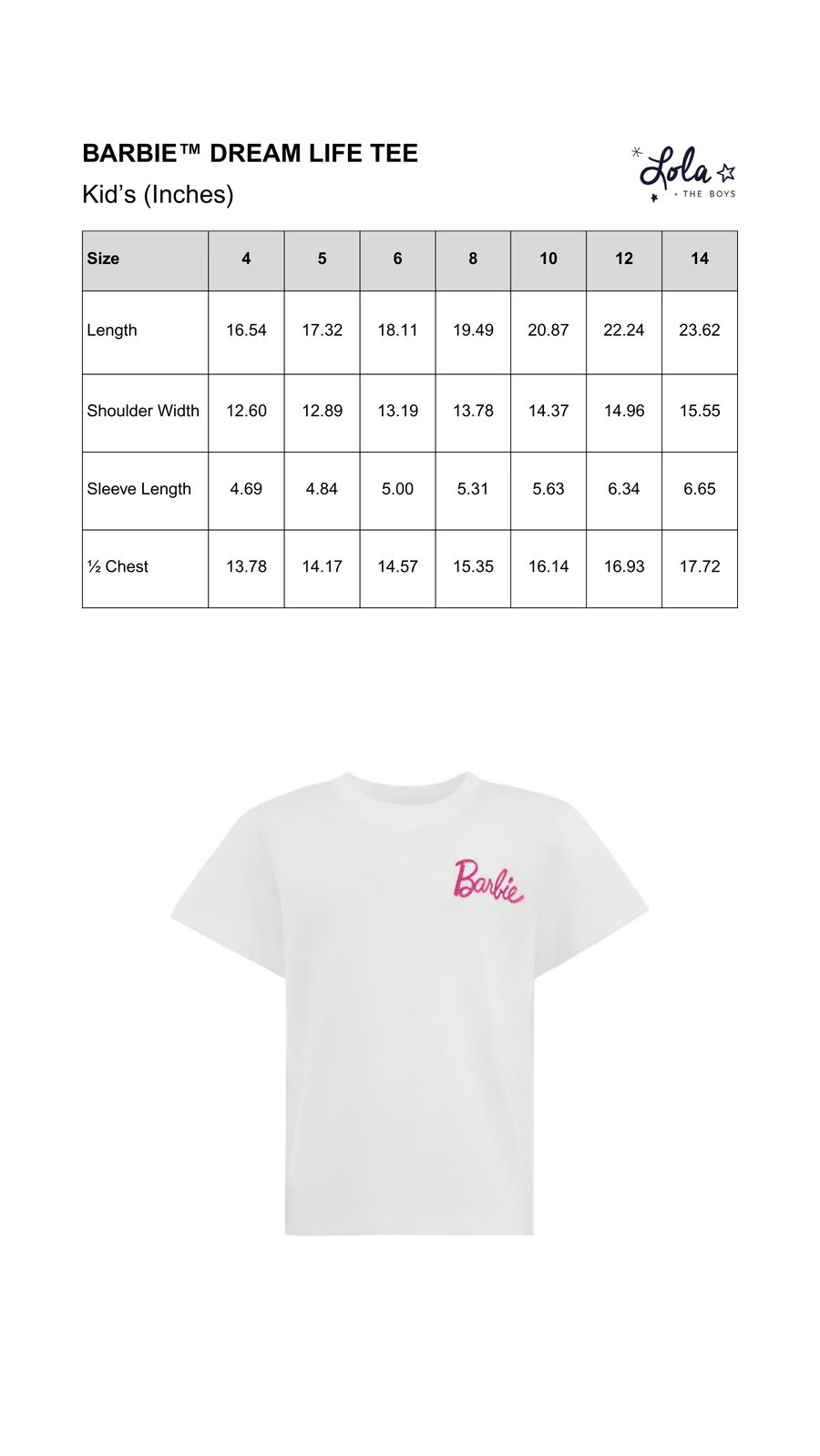 Size Chart Mobile