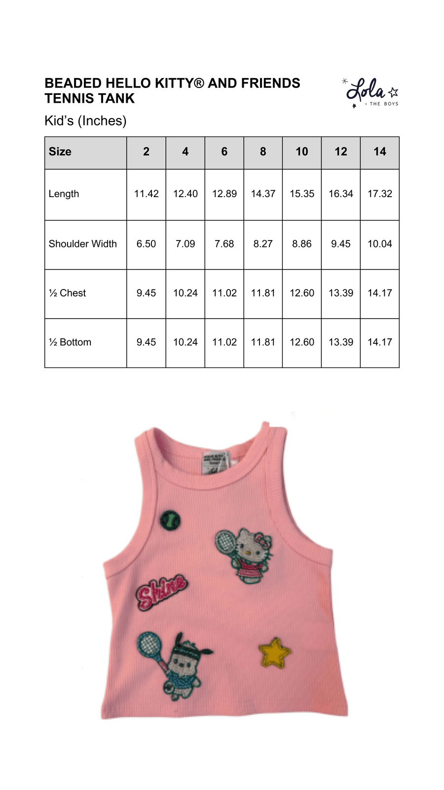 Size Chart Mobile