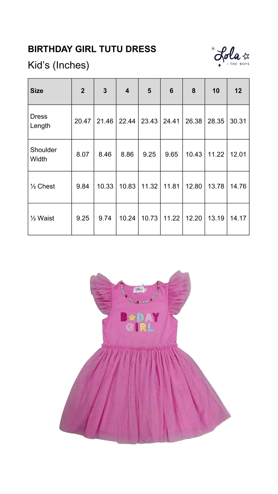 Size Chart Mobile