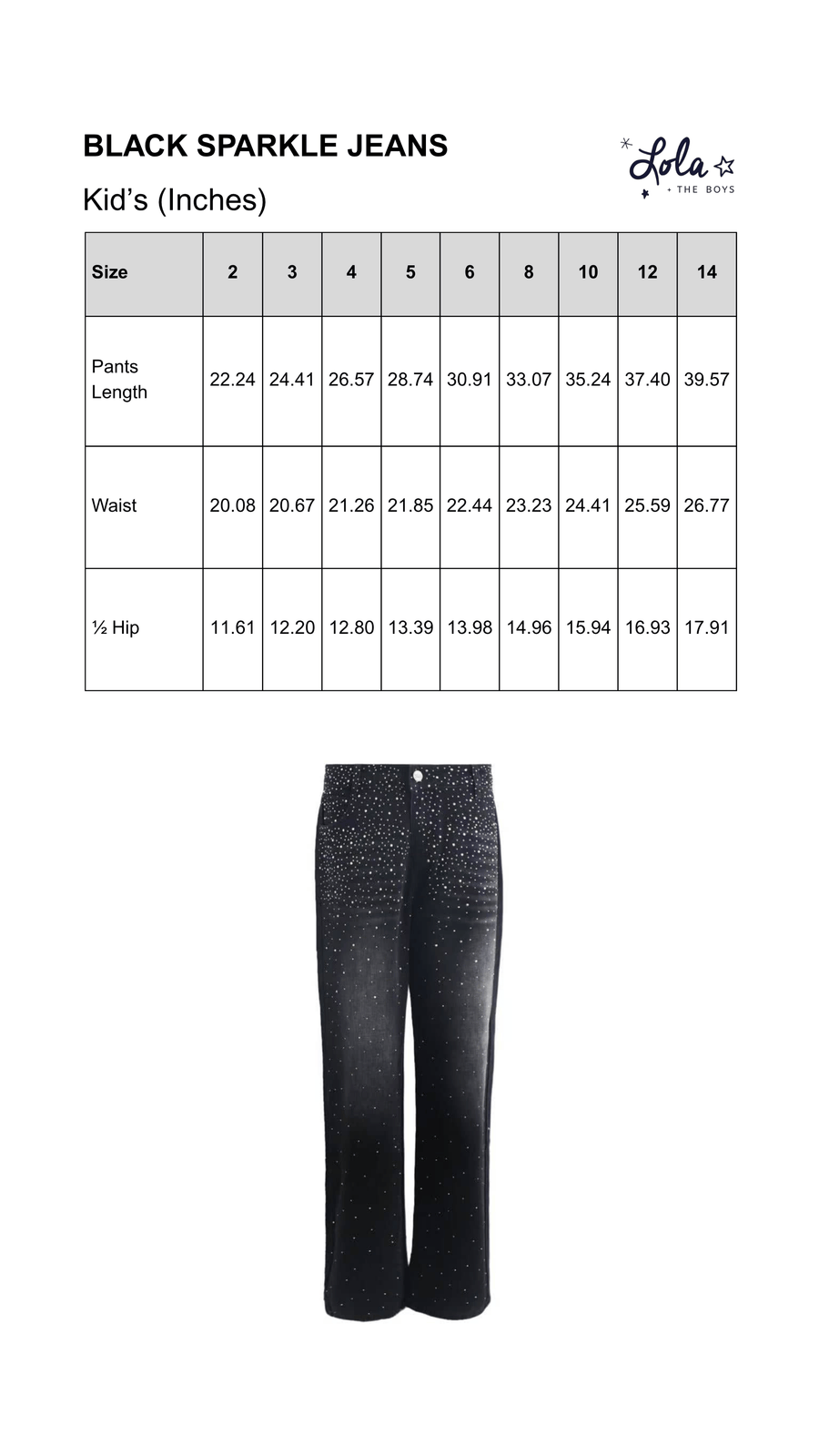 Size Chart Mobile