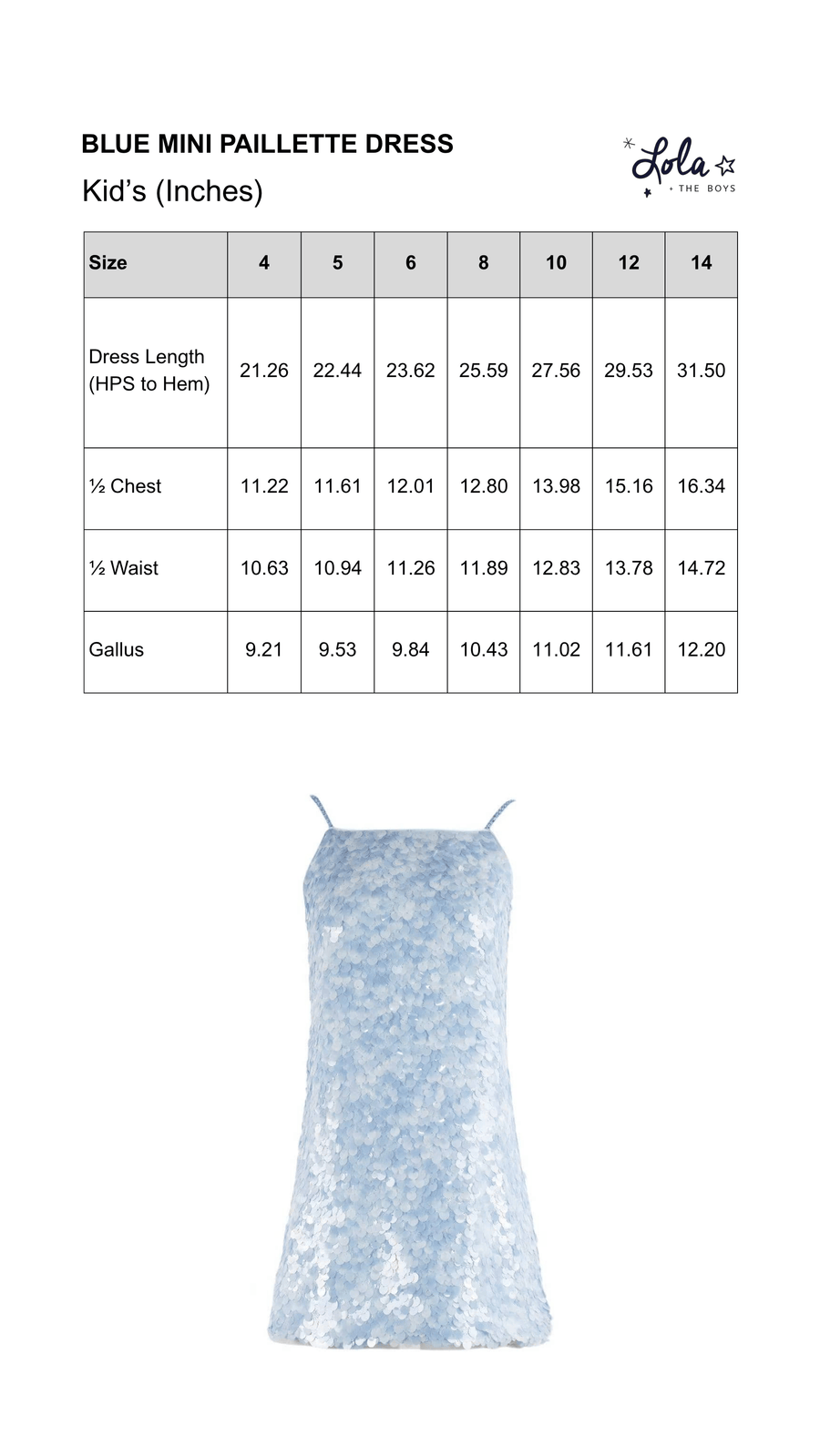 Size Chart Mobile