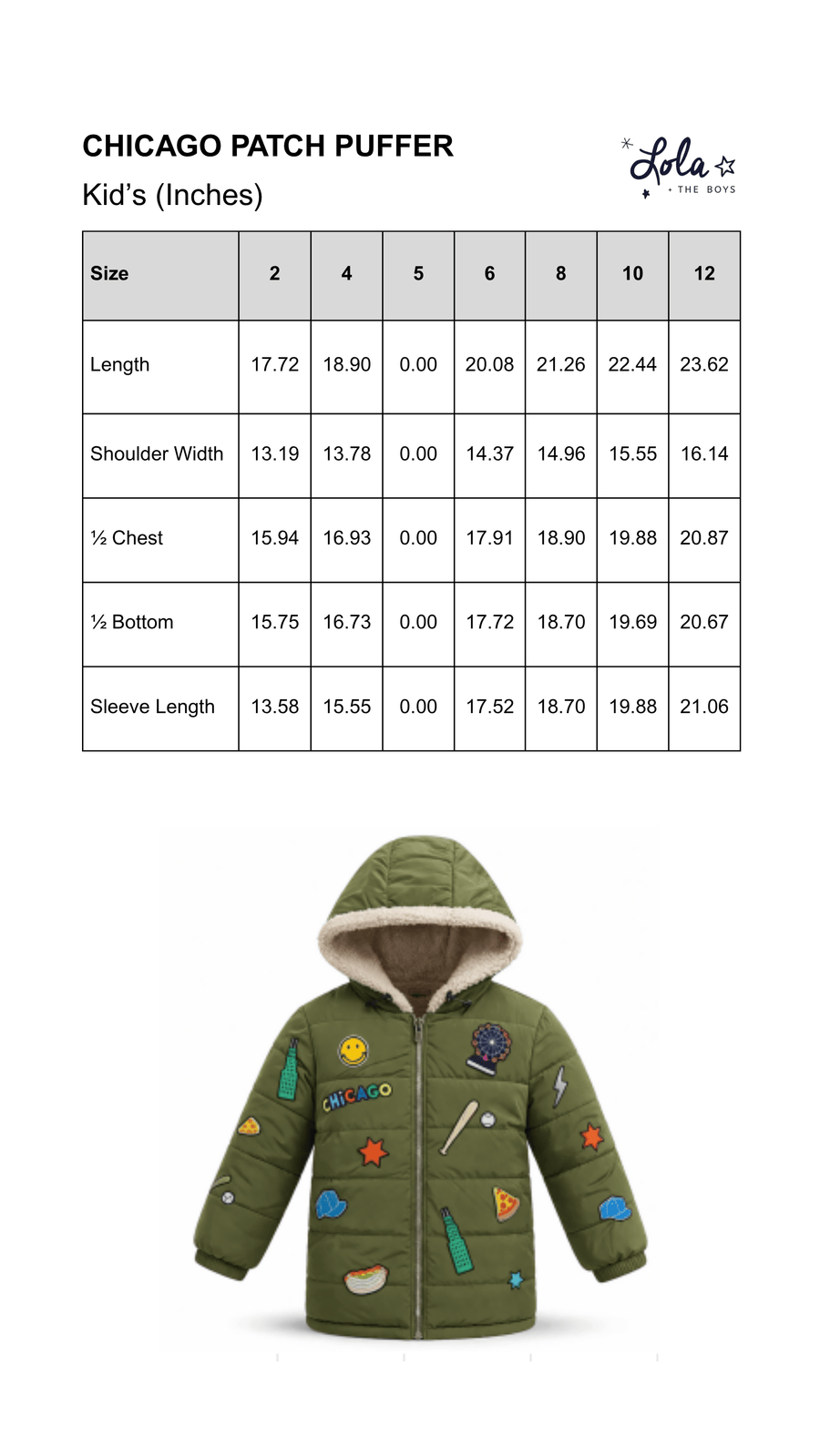 Size Chart Mobile