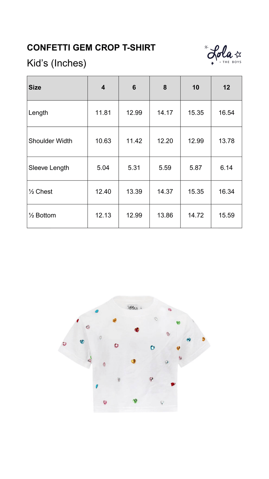 Size Chart Mobile