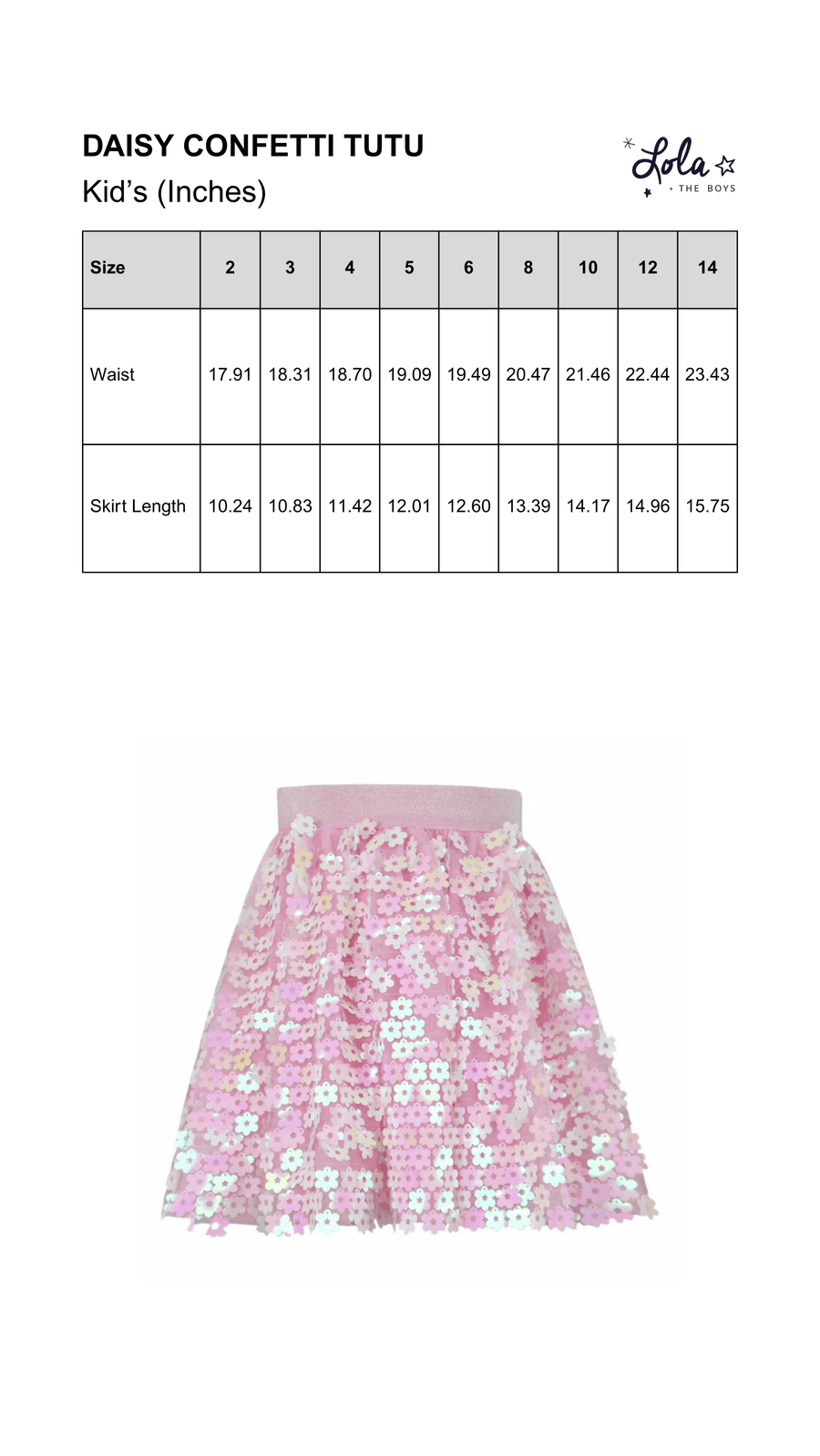 Size Chart Mobile