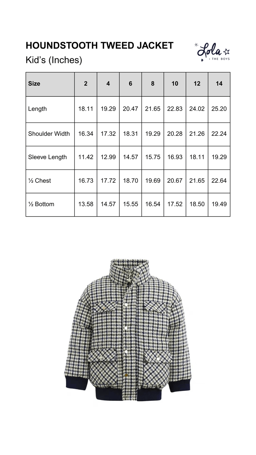 Size Chart Mobile