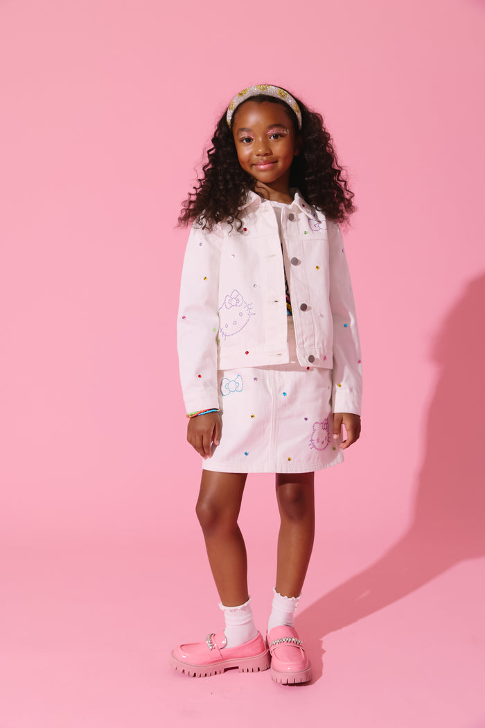 Hello Kitty® White Denim Rainbow Crystal Jacket