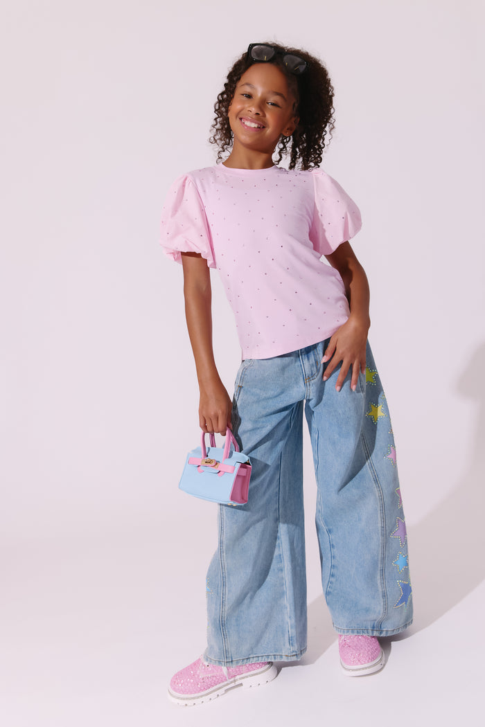 Rainbow Ombre Stars Wide Leg Jeans