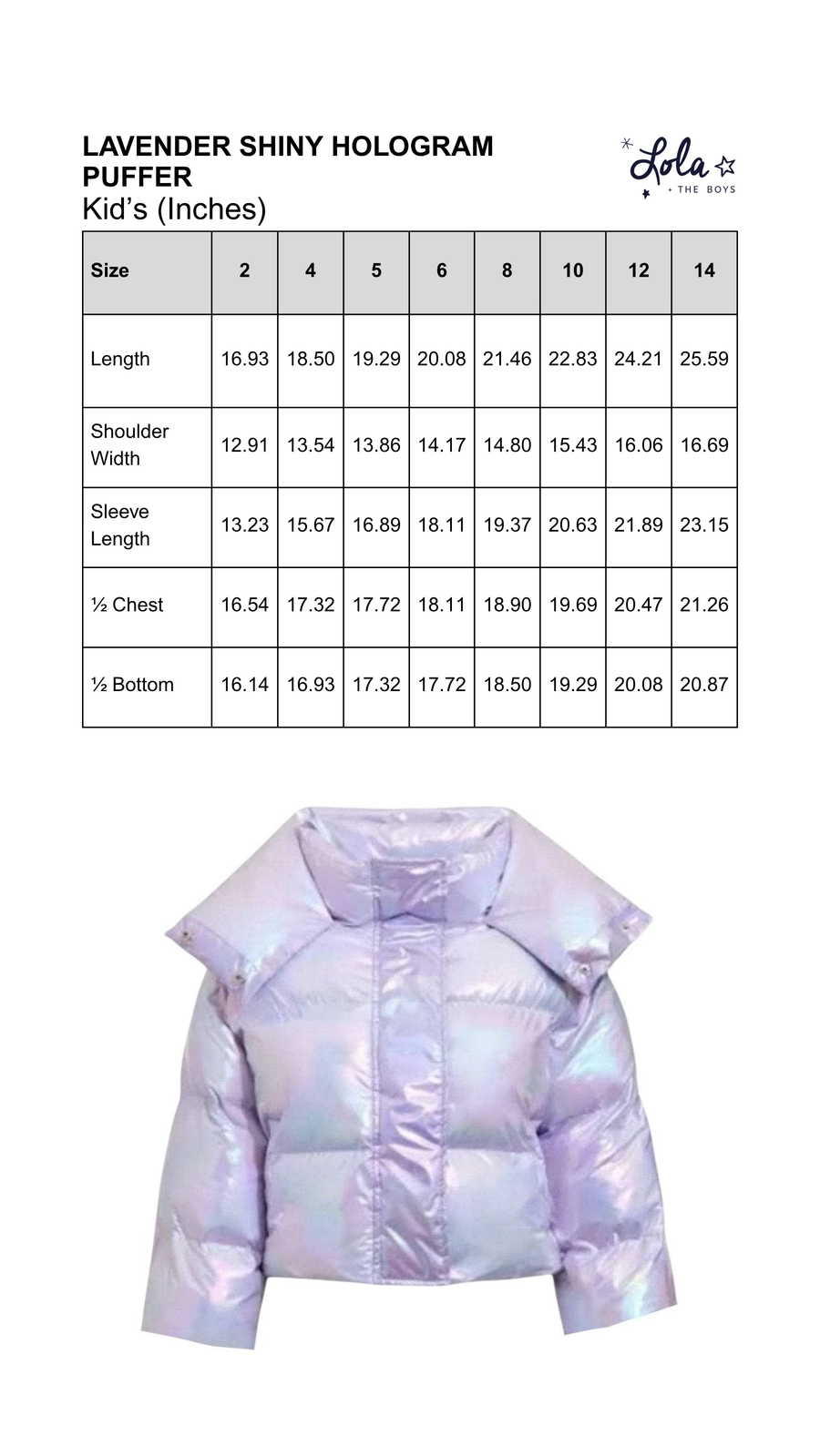 Size Chart Mobile