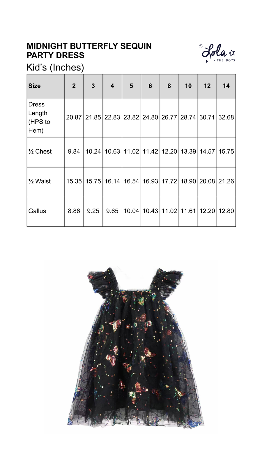 Size Chart Mobile