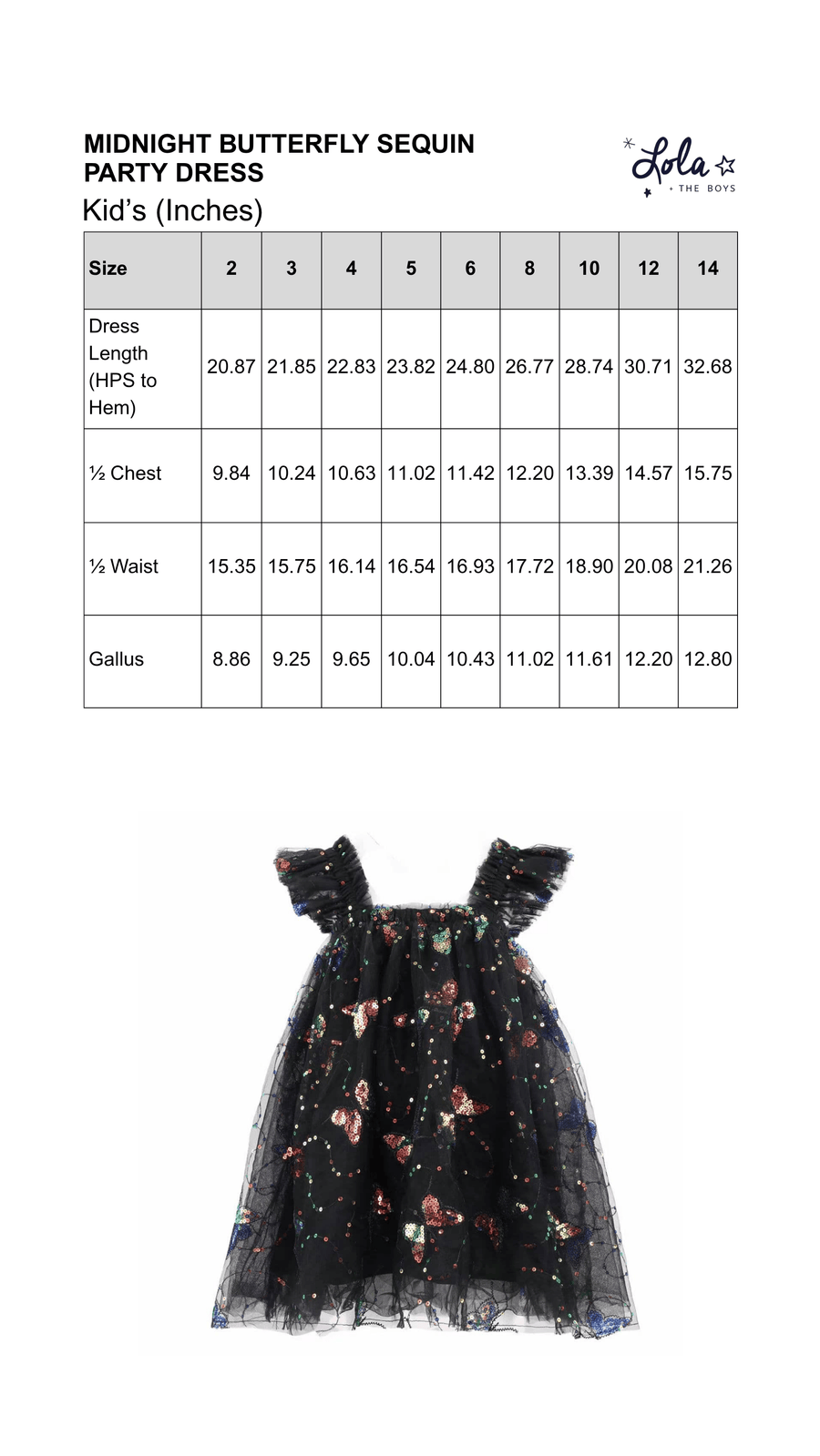 Size Chart Mobile