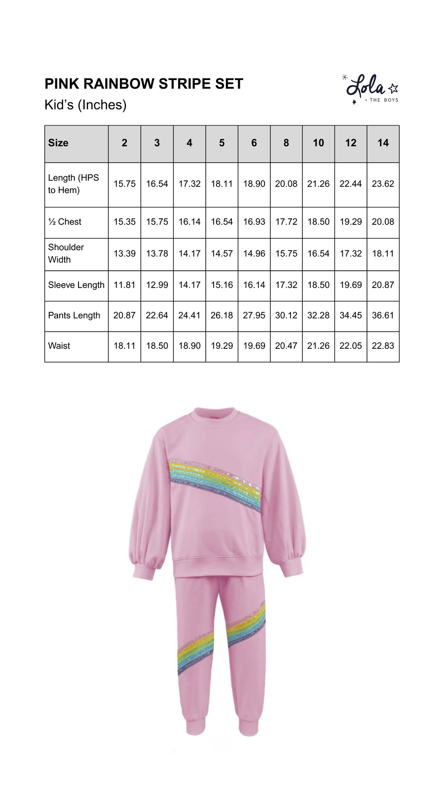 Size Chart Mobile