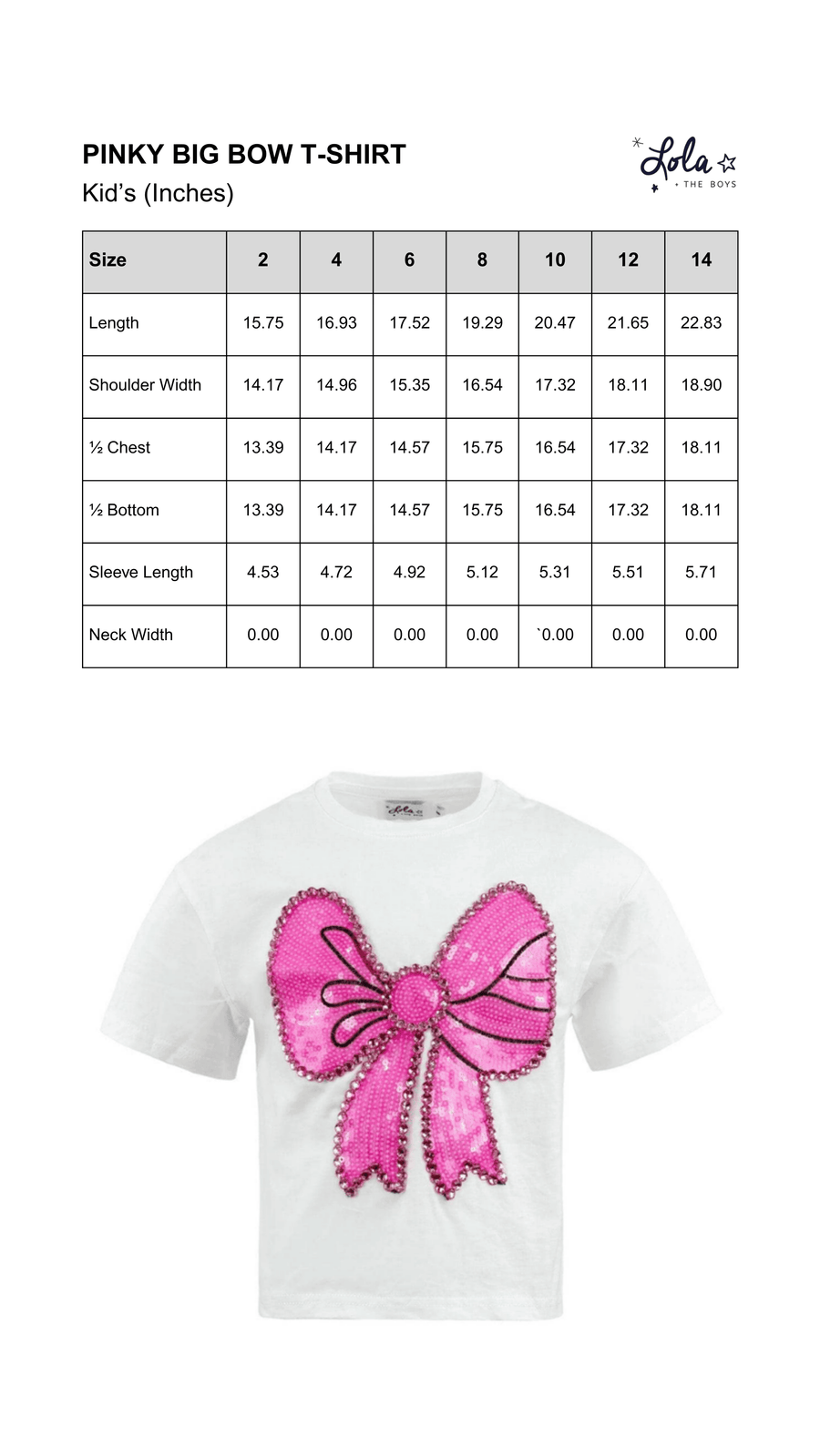 Size Chart Mobile