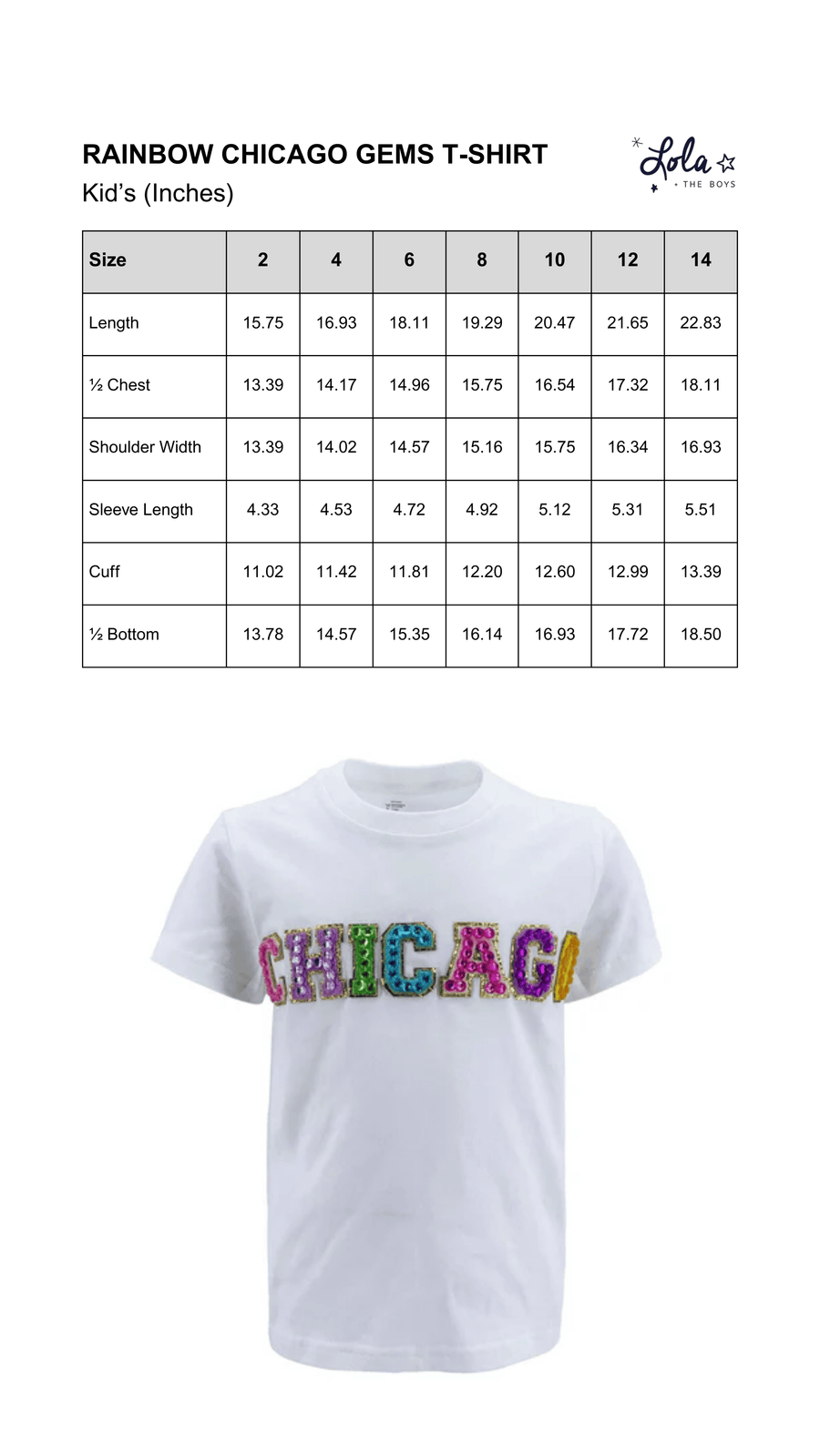 Size Chart Mobile