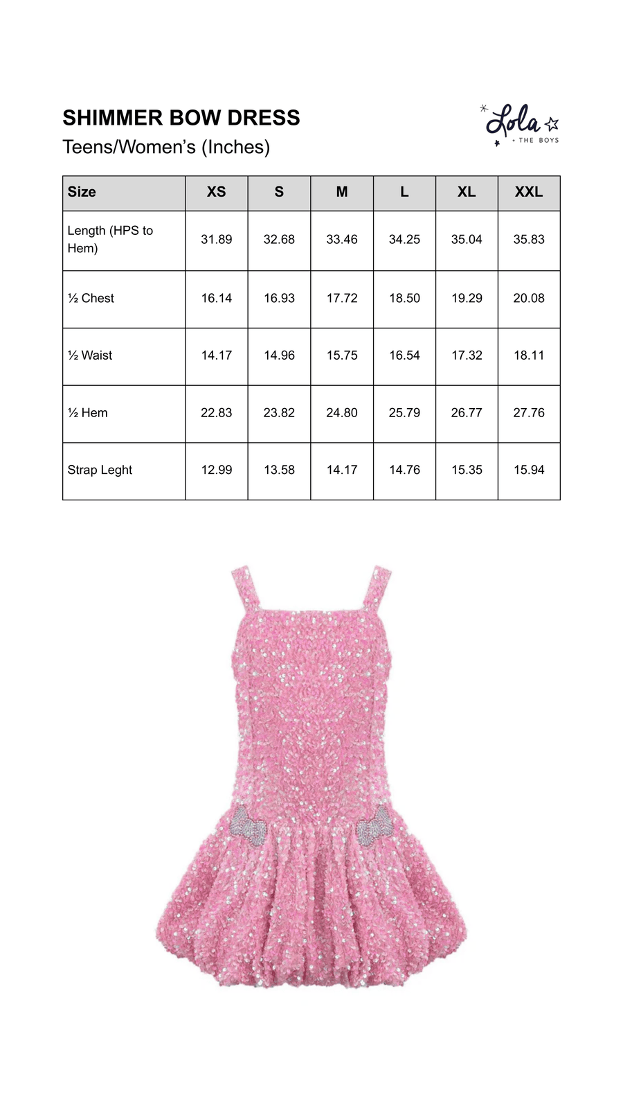 Size Chart Mobile