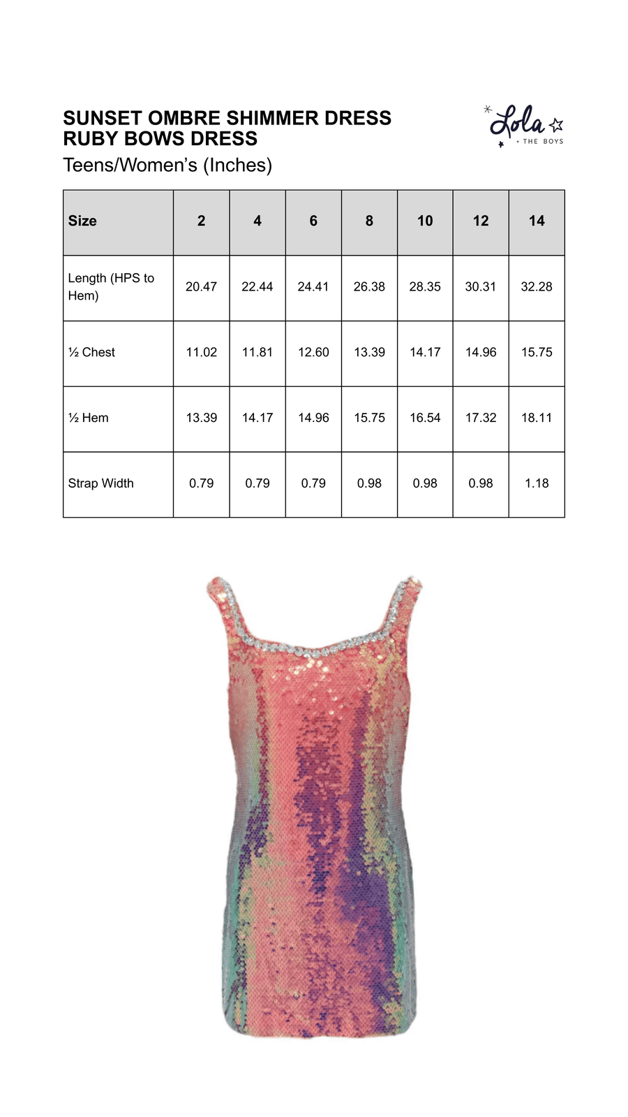 Size Chart Mobile
