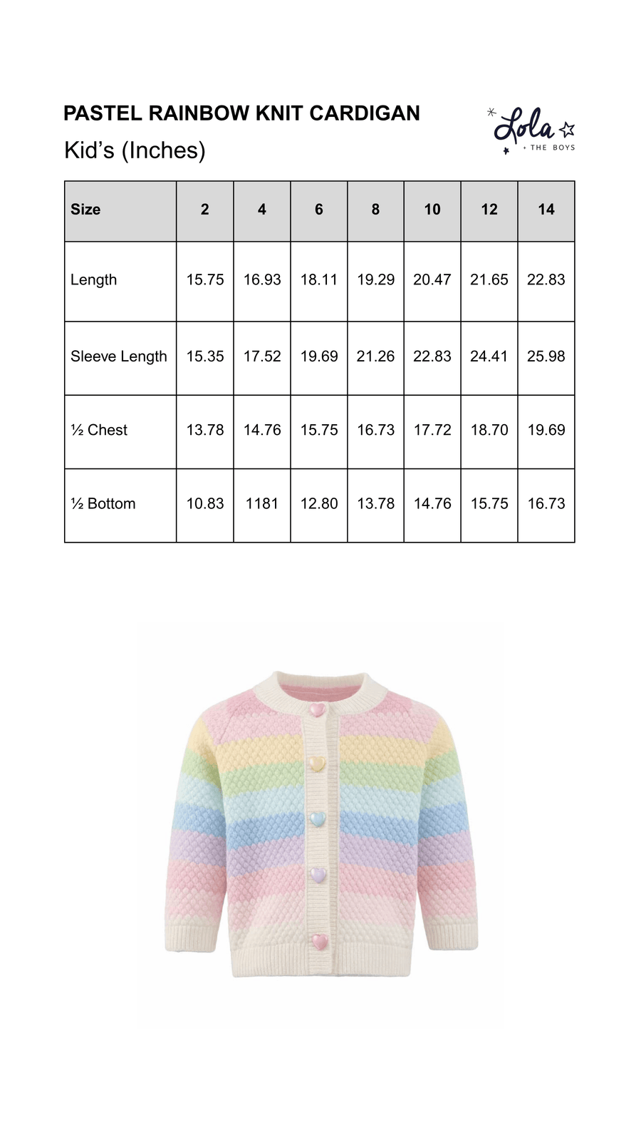Size Chart Mobile