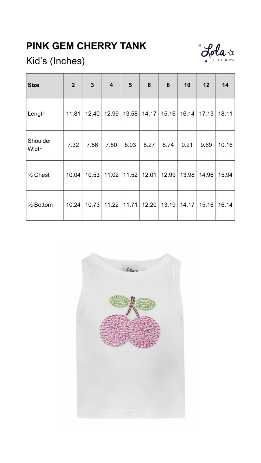 Size Chart Mobile