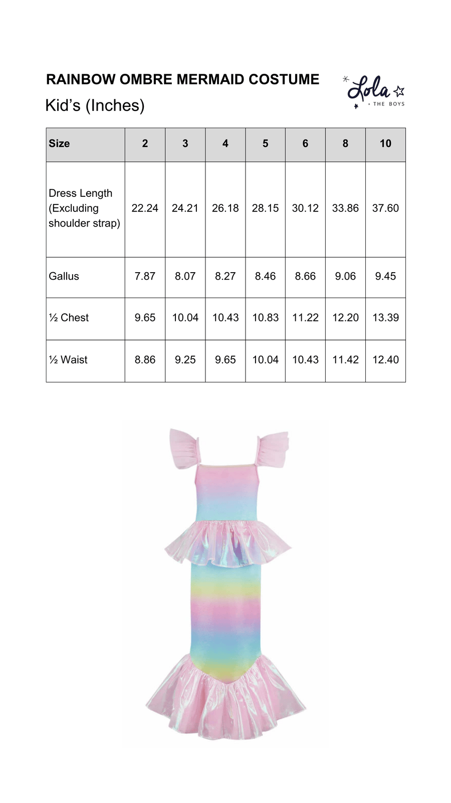 Size Chart Mobile