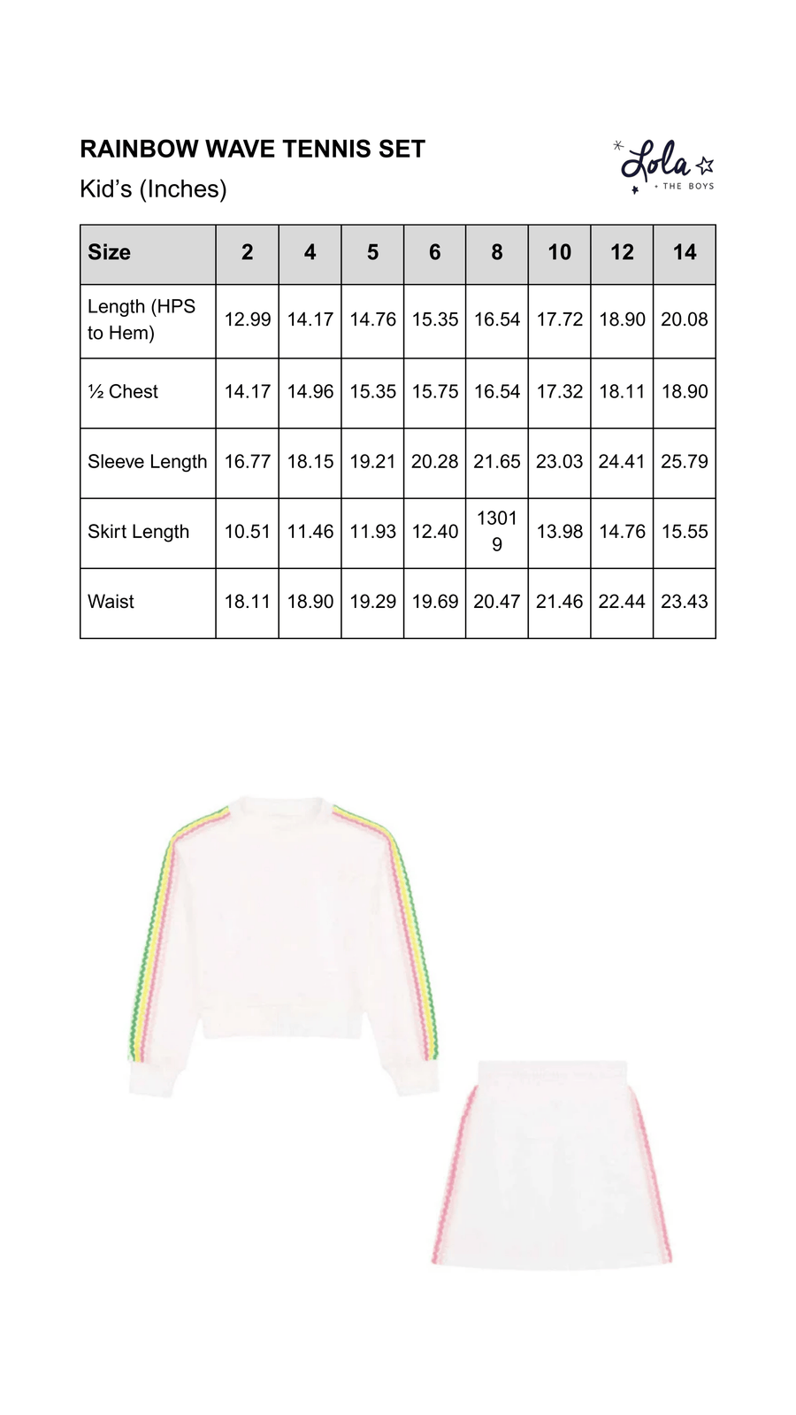 Size Chart Mobile