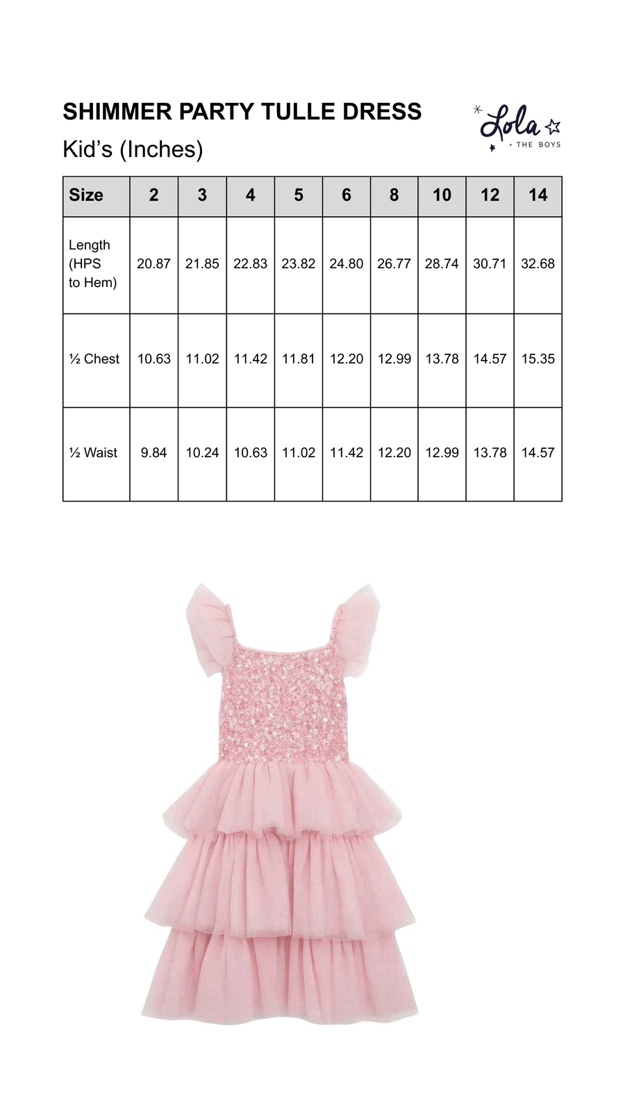 Size Chart Mobile