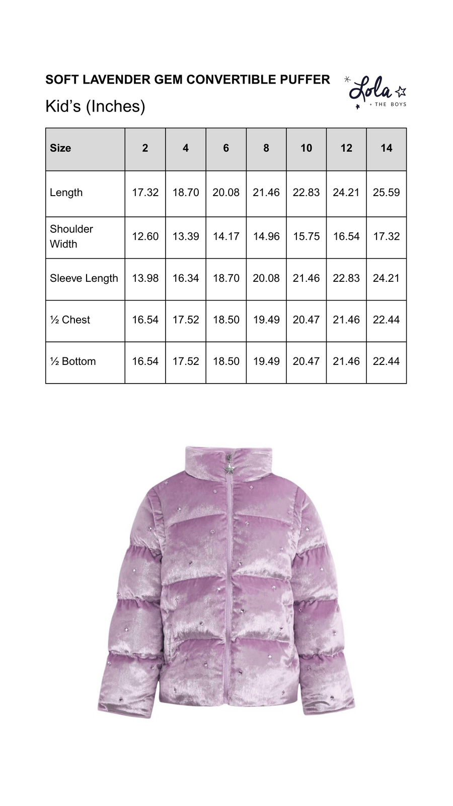 Size Chart Mobile