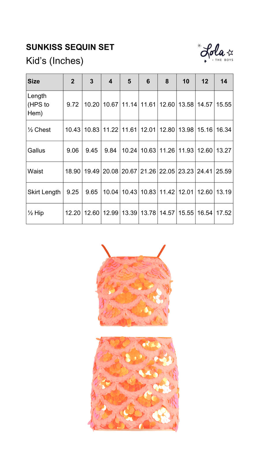 Size Chart Mobile