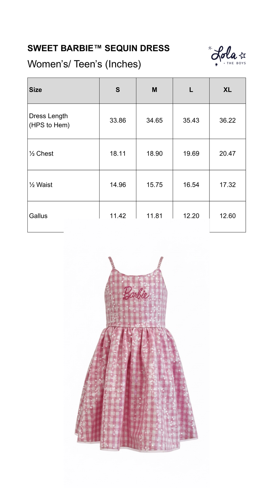 Size Chart Mobile