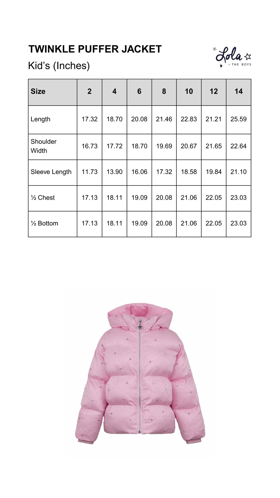 Size Chart Mobile
