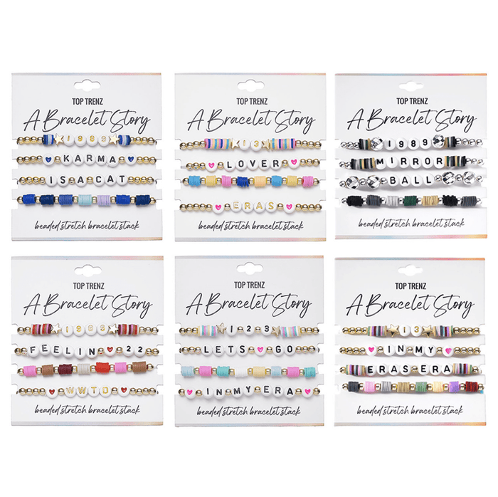 Top Trenz Accessories A Bracelet Story - Eras Edition Beaded Stretch Bracelets (4 bracelets per card)