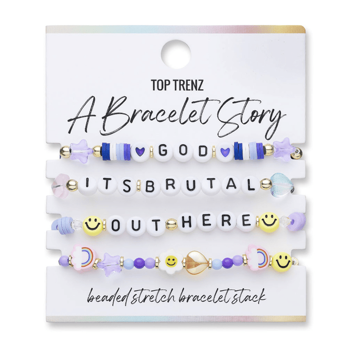 Top Trenz Accessories God it's brutal here A Bracelet Story - Pop Anthem Pack (4 bracelets per card)