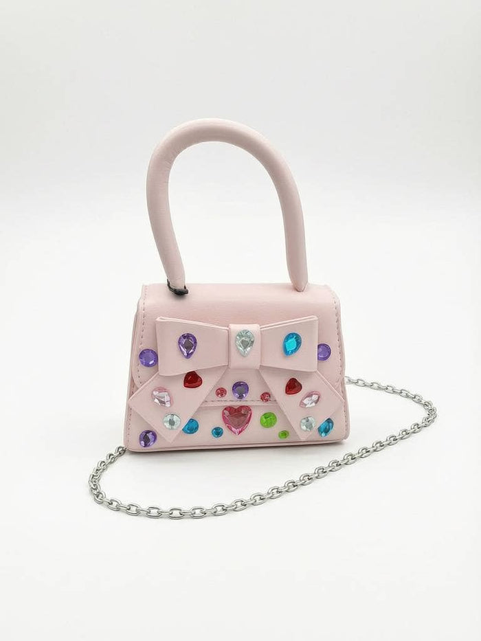 Lola + The Boys Accessories Pink Bejeweled Mini Bow Purse