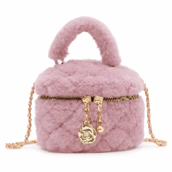 Lola + The Boys Accessories Blush Fuzzy Quilted Purse
