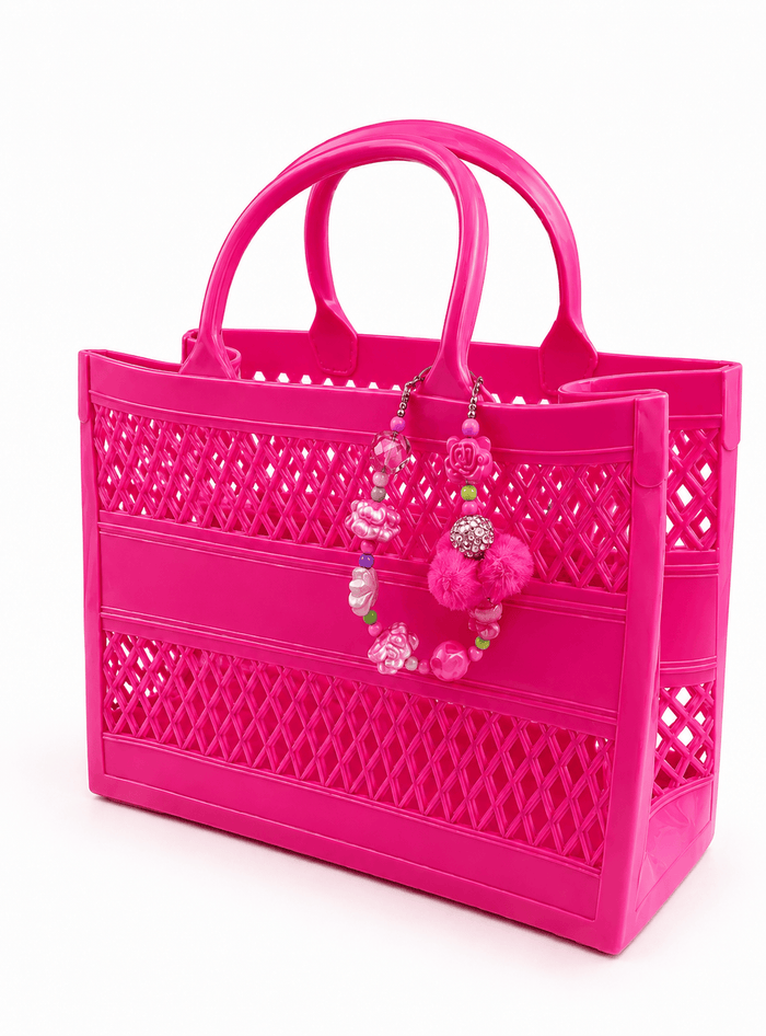 Lola + The Boys Accessories Hot Pink Charm Jelly Beach Bag