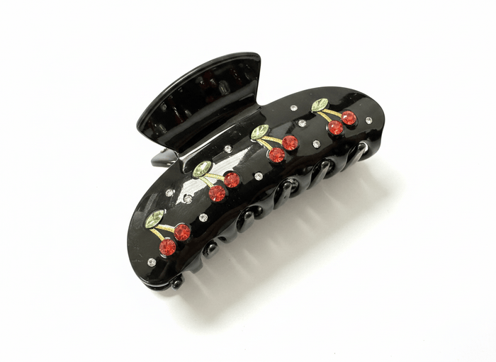Top Trenz Accessories Black Crystal Cherry Claw Clip