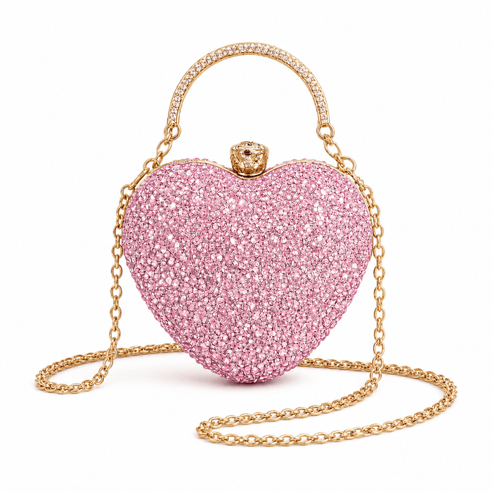 Lola and The Boys Accessories Light Pink Crystal Heart Purse