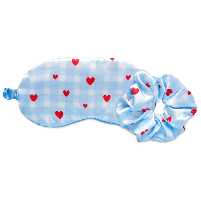 iScream Accessories Gingham Hearts Eye Mask & Scrunchie Set