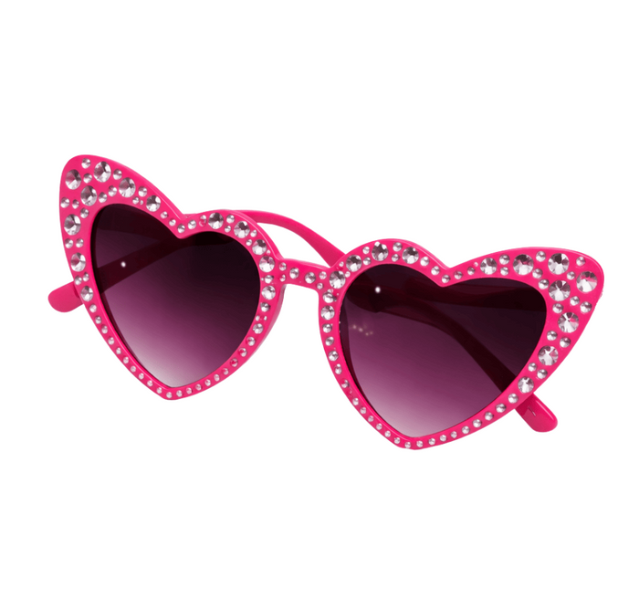 Lola + The Boys Accessories Hot Pink Crystal Heart Sunglasses